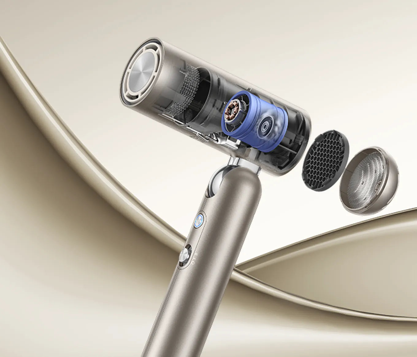 Dreame Pocket Pro Haartrockner mit leisem Betrieb unter 60 dB und 6-stufigem Geräuschreduzierungssystem für ein ruhiges Föhnerlebnis