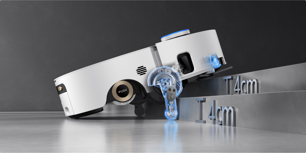 Dreame Aqua10 Ultra Roller Complete FlexRise System überwindet 8cm Schwellen ohne Schaden