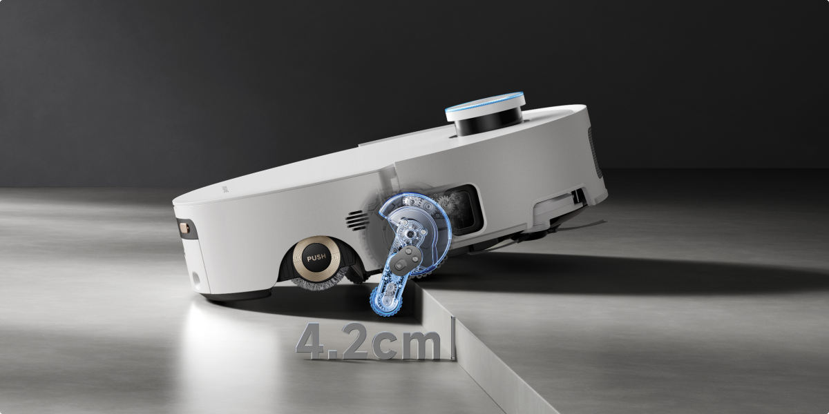 Dreame Aqua10 Ultra Roller Complete FlexRise System überquert 4.2cm Schwellen mühelos