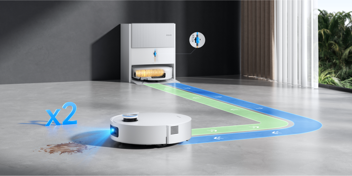 Dreame Aqua10 Ultra Roller Complete Schmutzerkennungssystem startet bei Bedarf automatisches Nachwaschen und Nachwischen