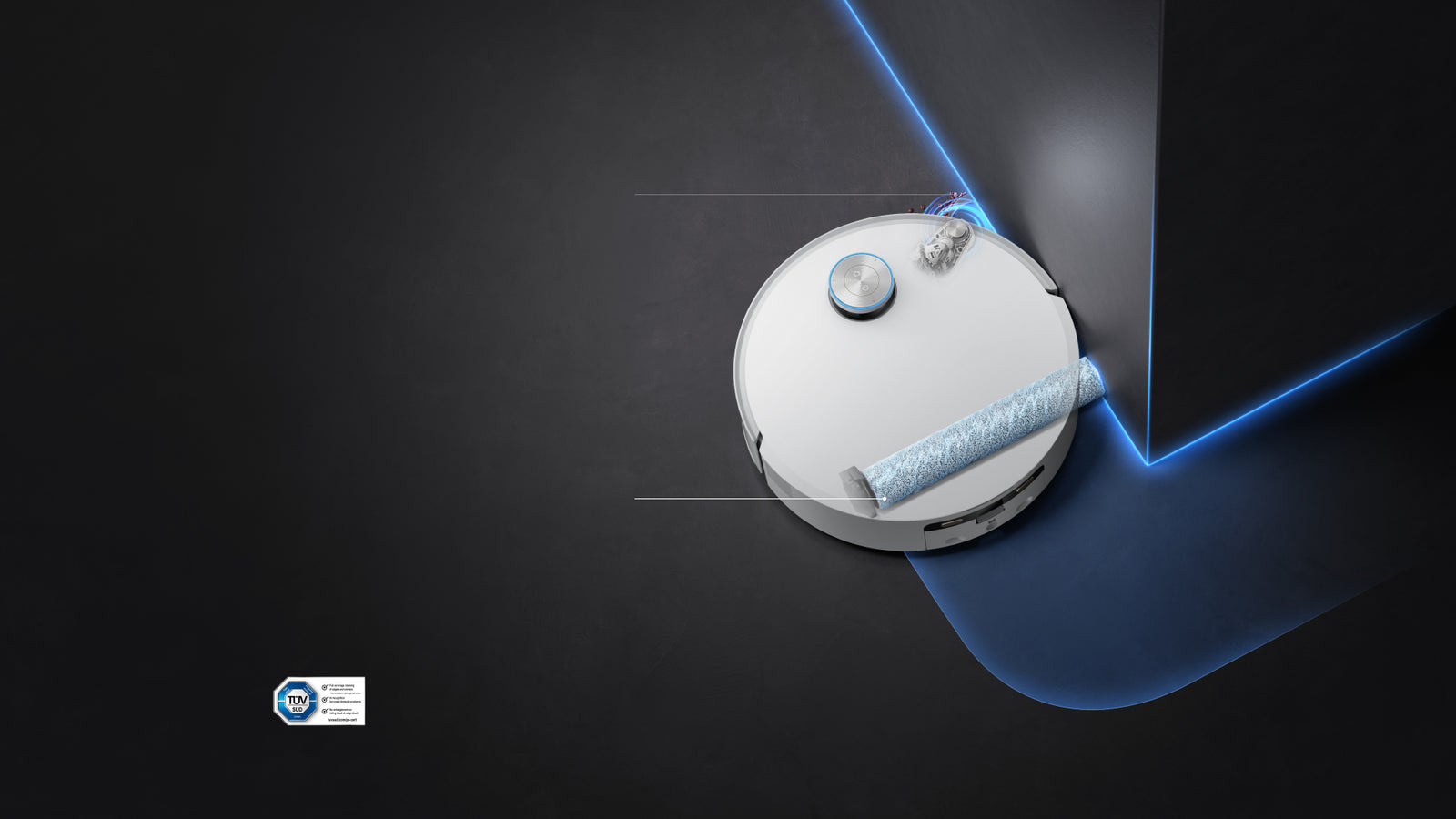 Dreame Aqua10 Ultra Roller Complete Seitenwalze erreicht Kanten für 100 Prozent Abdeckung