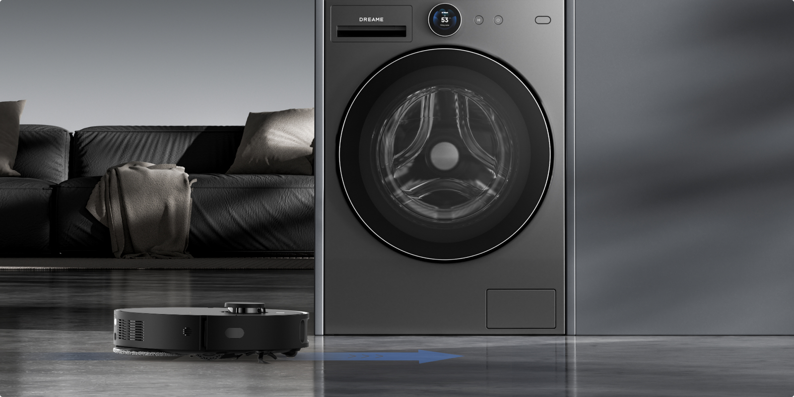 Dreame AI Inverter Washer L9 saugroboterfreundliches Design mit Bodenfreiheit für hindernisfreies Saugen