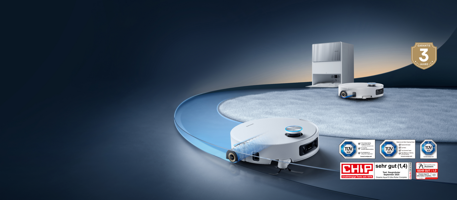 Dreame Aqua10 Ultra Roller Complete weltweit erster AquaRoll Saug Wischroboter mit adaptiver Ganzhausreinigung