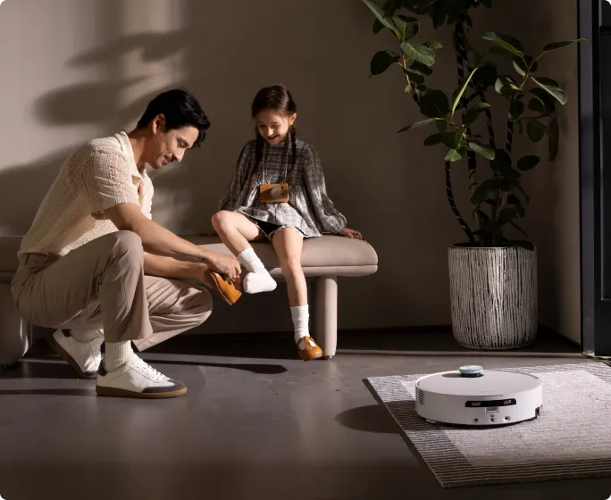 Dreame Aqua10 Ultra Track Complete saugt Fußmatten und Badematten oder überquert sie für mehr Abdeckung