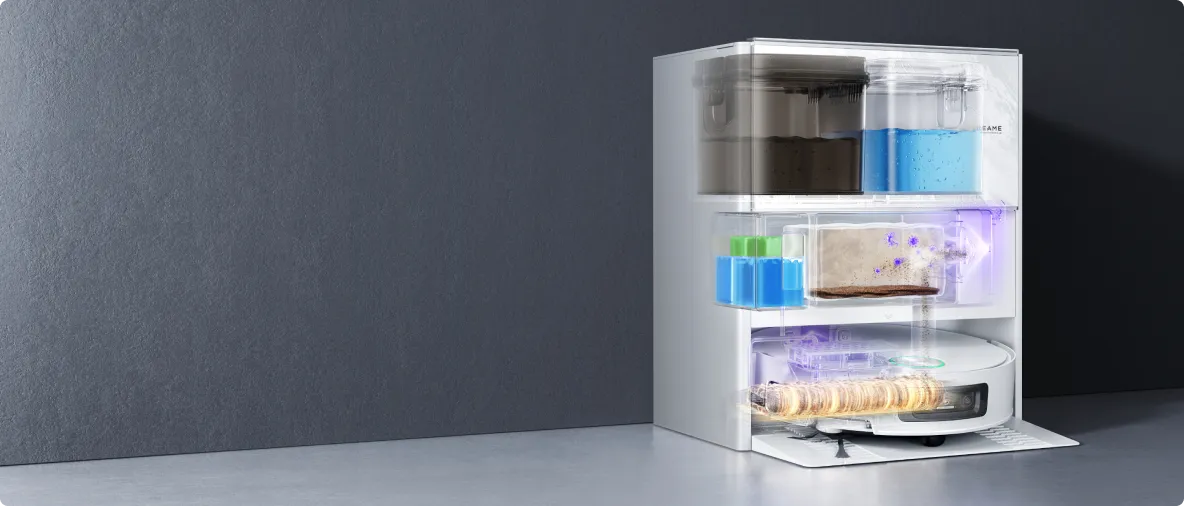 Multifunktionale PowerDock Station zum Laden, Reinigen und Warten