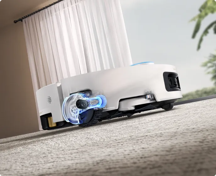 Dreame Aqua10 Ultra Track Complete AgiLift Dreirad Chassis überquert Teppiche und passiert 3 cm U Form Stuhlbeine