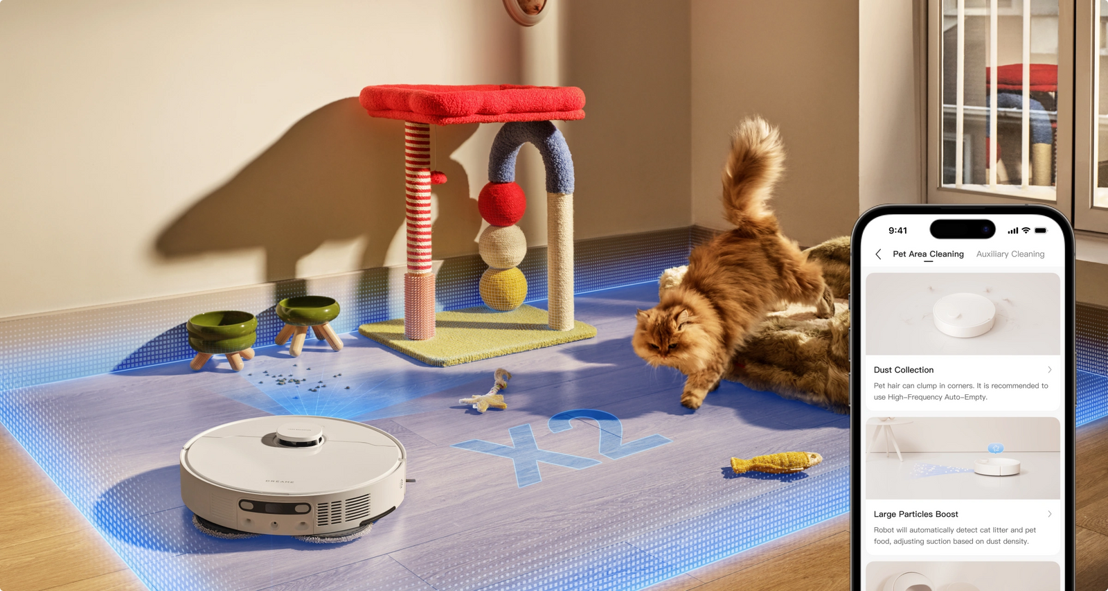 Reinigungsanpassung <br>für Haustierbereiche