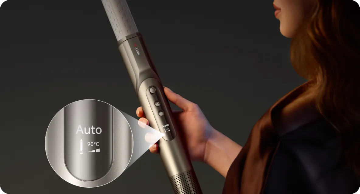 Dreame Dazzle-Haartrockner mit Smart-Bildschirm zur Anzeige von Temperatur und Luftstrom.