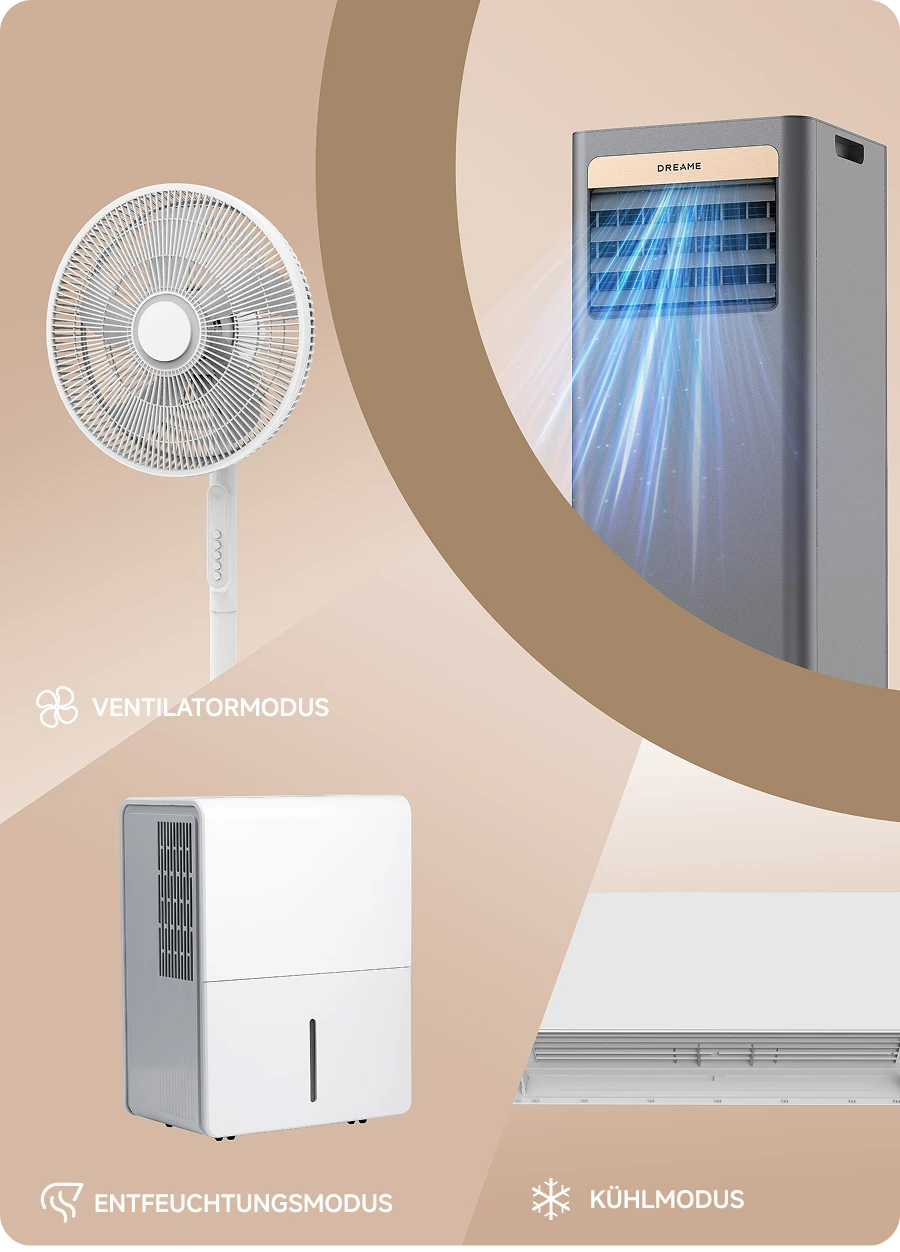Dreame P-Wind10 Mobile Klimaanlage 9000 BTU mit 3-in-1-Funktion: Kühlen, Entfeuchten und Ventilator in einem Gerät