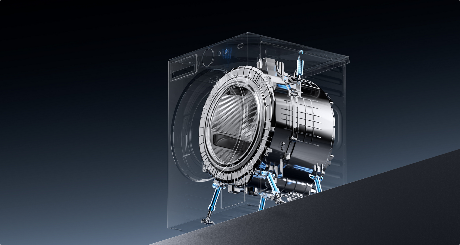 Dreame AI Inverter Washer L9 7D-Vibrationsdämpfung mit 4 Stoßdämpfern 2 Federn und KI-Algorithmus für leisen Betrieb