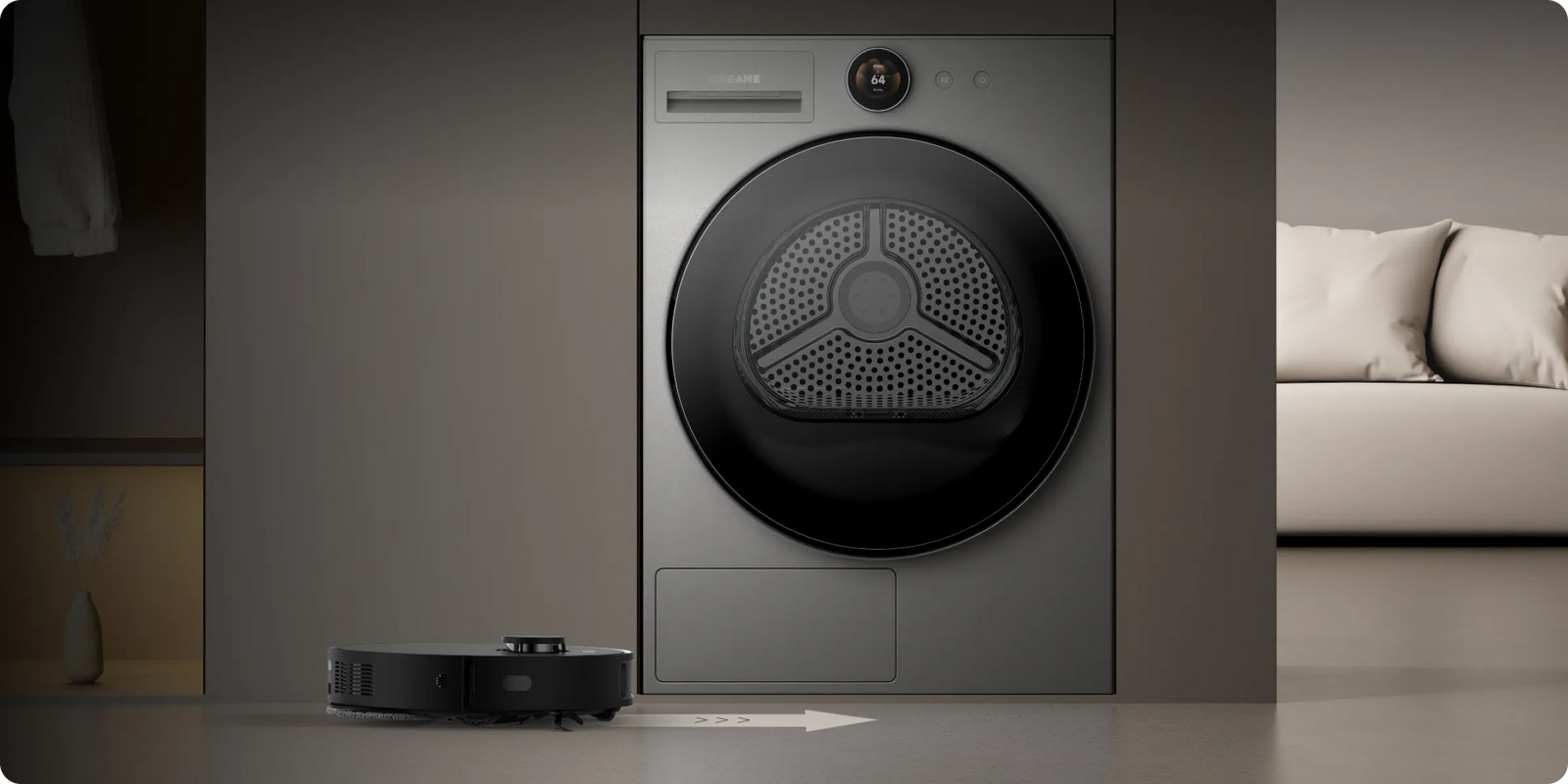 Dreame AI Dual Inverter Dryer L9 saugroboterfreundliche Basis keine schwer erreichbaren Lücken hindernisfrei