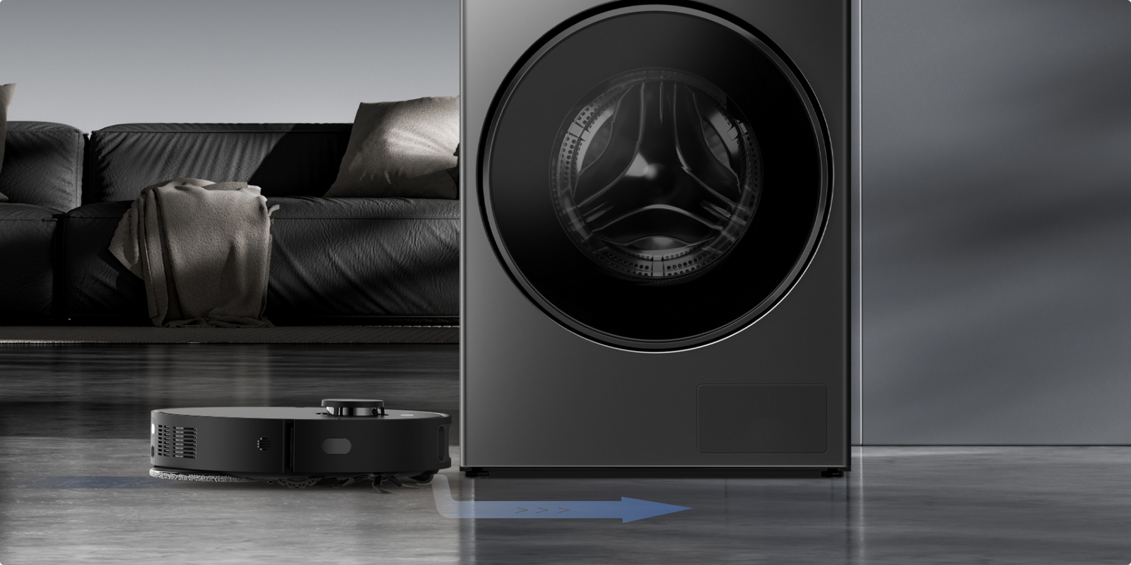 Dreame AI Inverter Washer L9 saugroboterfreundliches Sockeldesign mit Bodenfreiheit ohne Reinigungsbarrieren