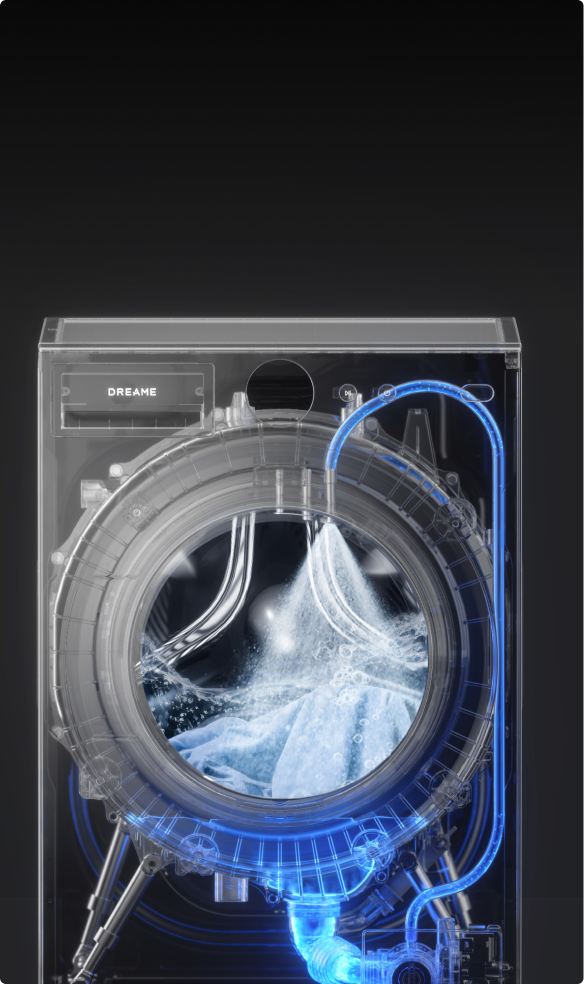Dreame AI Inverter Washer L9 Rundum-Sprühsystem mit Umwälzpumpe für gleichmäßige Waschmittelverteilung