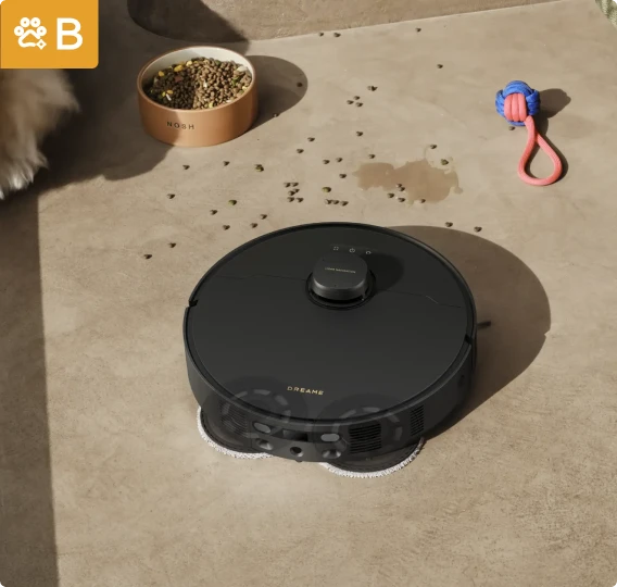 Dreame Matrix10 Pro Saugroboter Schwarz mit Tiergeruch-Reinigungslösung, pflanzlich, reduziert Gerüche aus Katzenklos und Missgeschicken.