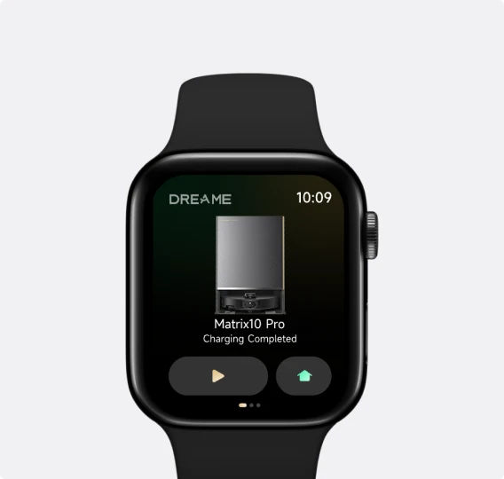 Dreame Matrix10 Pro Saugroboter Schwarz per Apple Watch steuerbar, Reinigungsprogramme direkt vom Handgelenk starten mit einem Fingertipp.