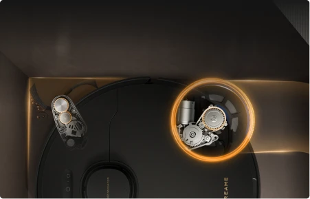 Dreame Matrix10 Pro Saugroboter Schwarz Dual Flex Arm-Technologie, erreicht Kanten und Ecken mit ausfahrbarer Seitenbürste.