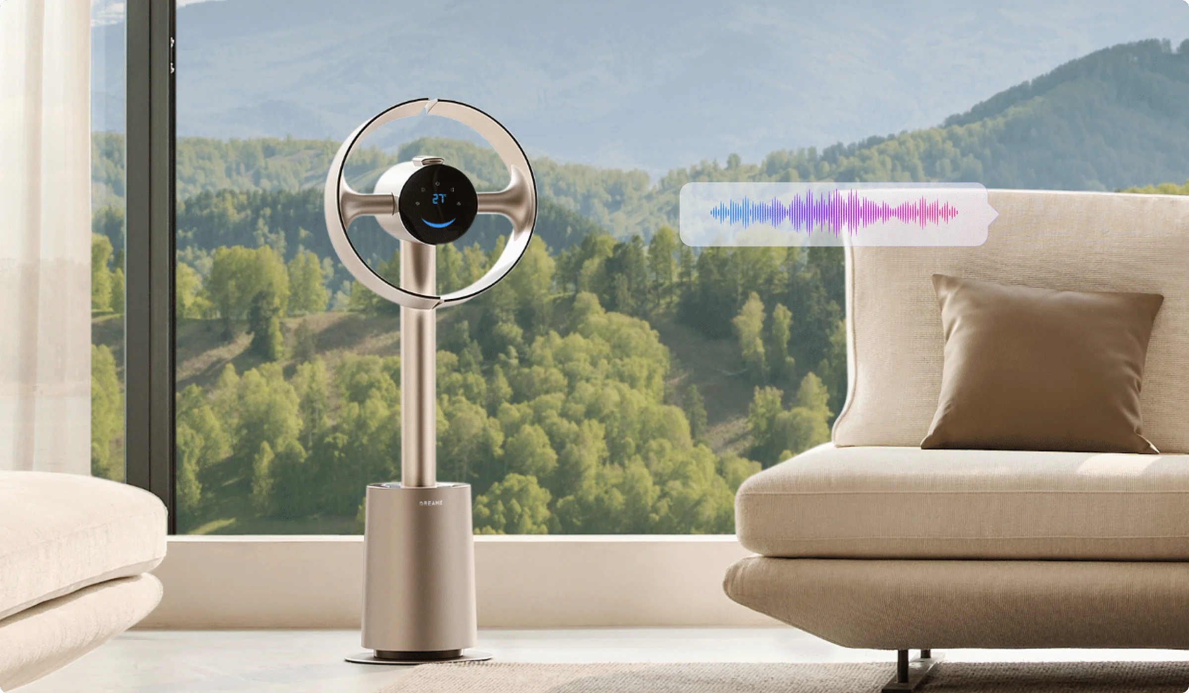 Dreame MF10 Flügelloser Ventilator mit Sprachsteuerung: kompatibel mit Google Home und Amazon Alexa im Smart-Home-System.