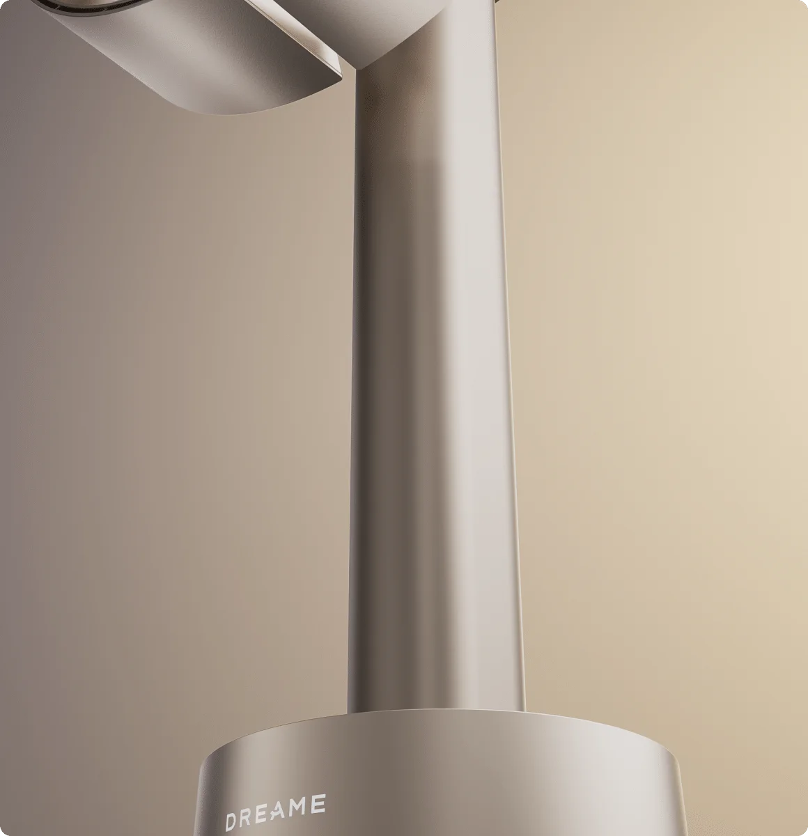 Dreame MF10 Flügelloser Ventilator: Nahaufnahme der nahtlosen Aluminiumöffnung — leicht abzuwischen und langlebig.