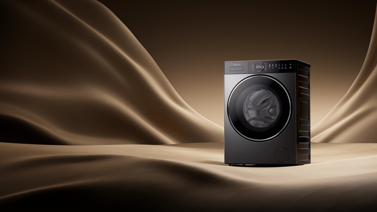 Die Dreame Premium Waschmaschinenserie  P5-9kg verfügt über ein flaches Frontdesign, das für den bündigen Einbau geeignet ist.