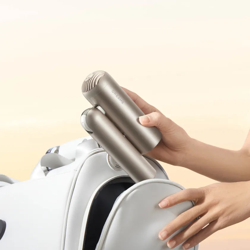 Der Dreame Pocket Pro lässt sich zu einer N-Form zusammenklappen und ermöglicht so eine kompakte, platzsparende Aufbewahrung.