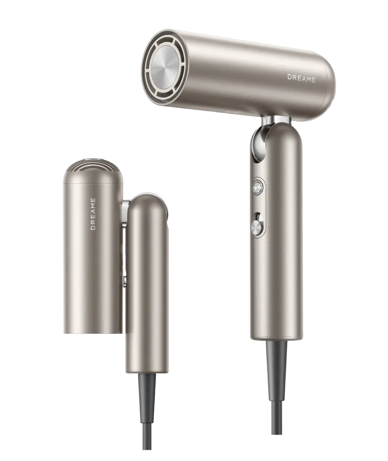 Produktspezifikationen des Dreame Pocket Pro: Leistung, Spannung, Gewicht, Motordrehzahl und Ionenwerte.
