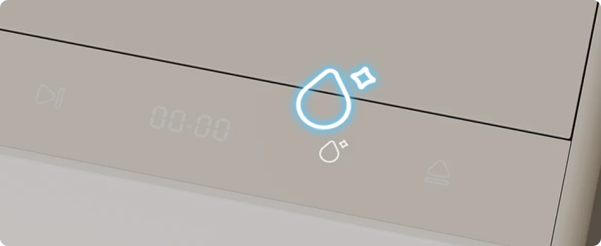 Der Dreame SF-25 verfügt über ein intuitives Touch-Bedienfeld mit Funktionen für Ein/Aus, Reinigung, Pause und Sicherheitsverriegelung.
