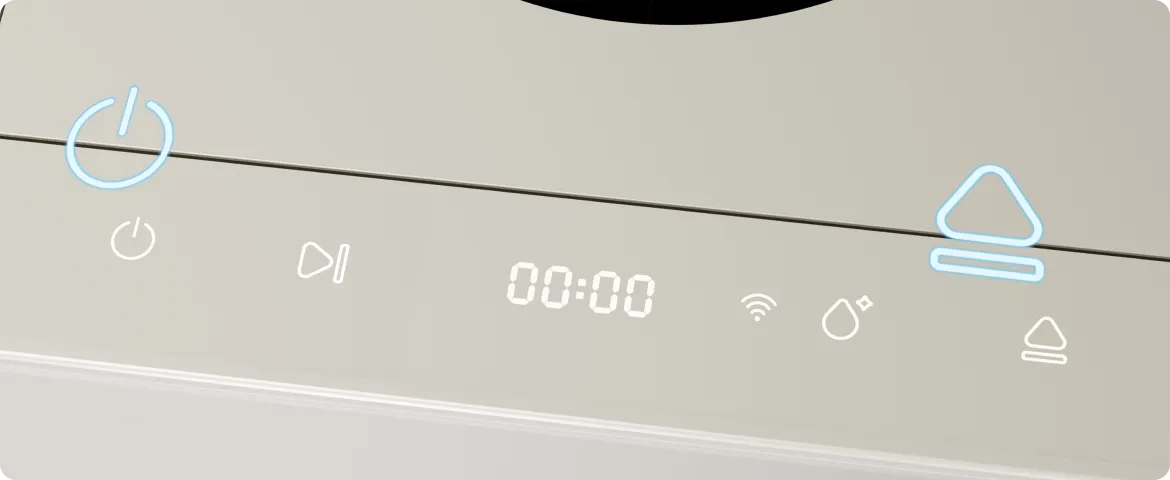 Das Bedienfeld des Dreame SF25 WiFi mit aktiviertem Kindersicherungsmodus sperrt alle Tasten und verhindert unbeabsichtigte Bedienung.