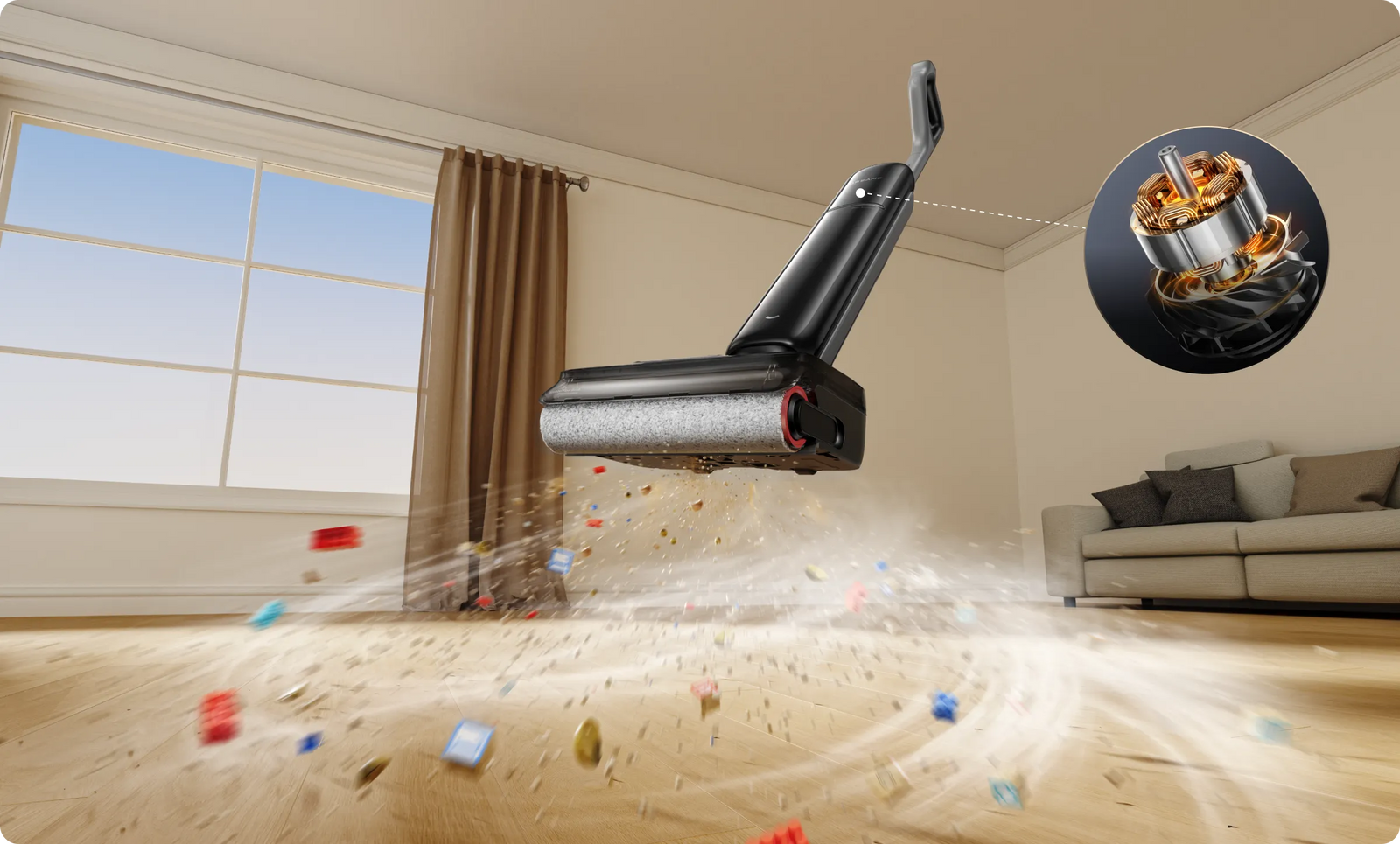 Dreame T12 Pro Nass- und Trockensauger zeigt kraftvolle Saugleistung mit seinem kleinsten Motor bei der Reinigung von Schokolade, Ei, Tierfutter und Spaghetti.