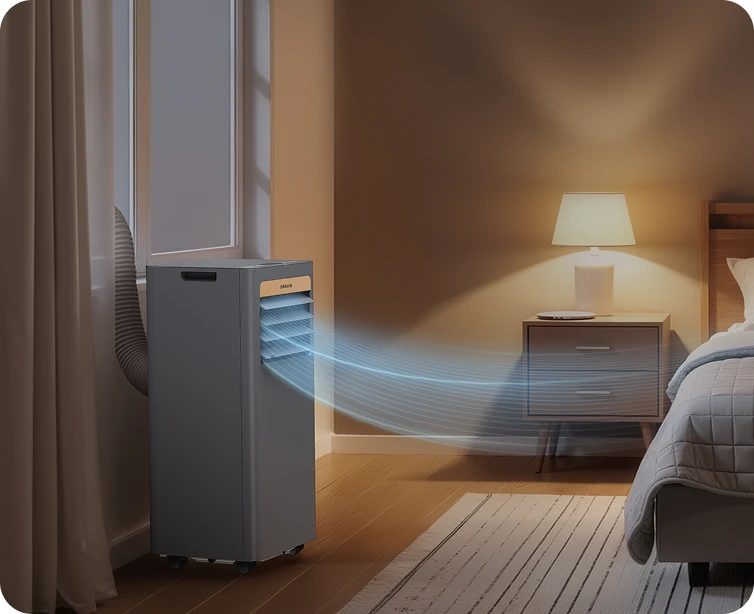 Dreame P-Wind10 Mobile Klimaanlage 9000 BTU im Schlafmodus – leiser Luftstrom und gedimmte Beleuchtung für erholsamen Schlaf