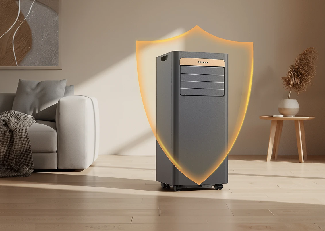 Dreame P-Wind10 Mobile Klimaanlage 9000 BTU schützt den Kompressor mit 3-minütiger Verzögerung beim Neustart nach Stromausfall