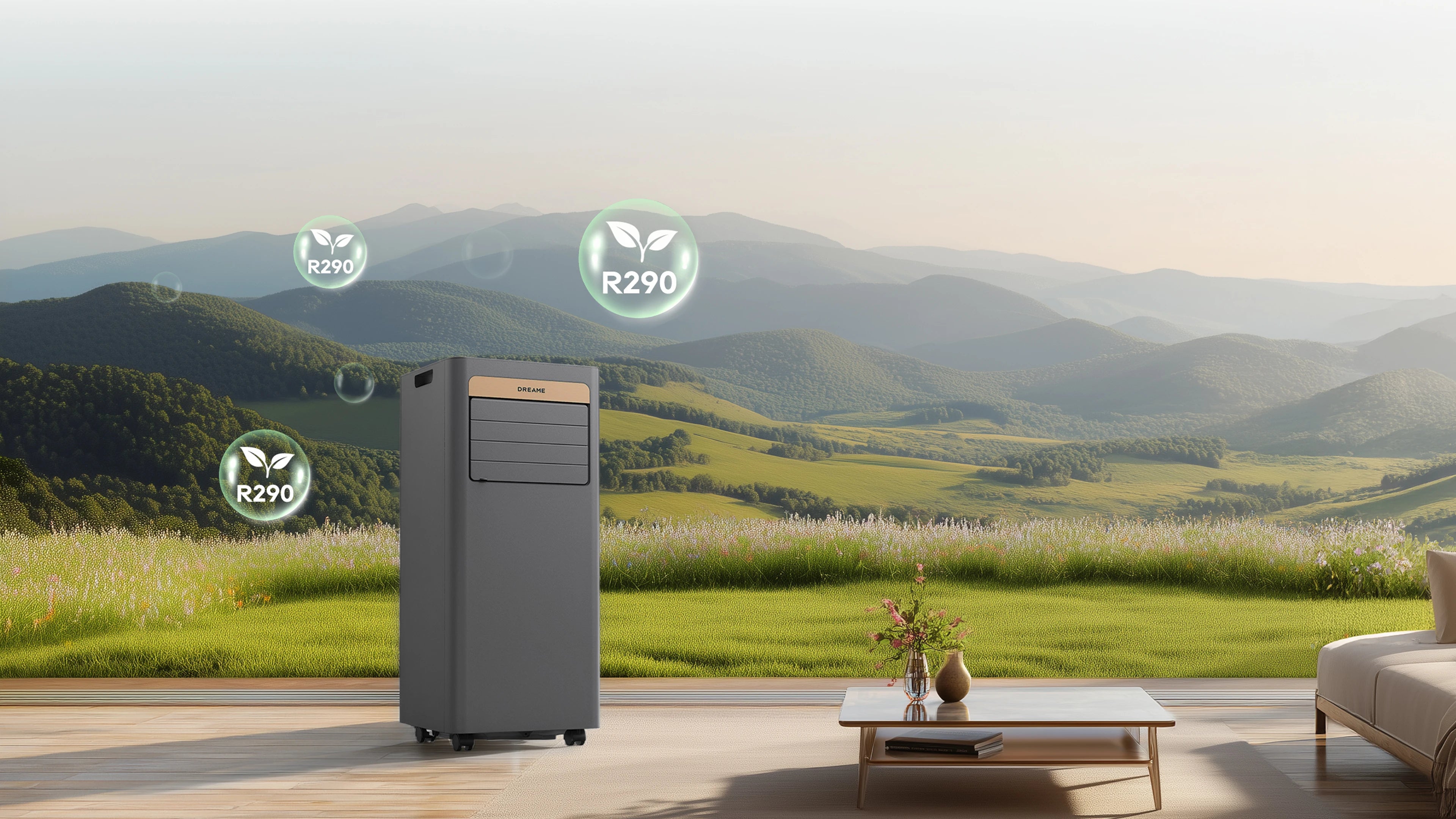 Dreame P-Wind10 Mobile Klimaanlage 9000 BTU nutzt das umweltfreundliche R290-Kältemittel für energieeffizienten Betrieb