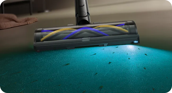 Dreame Z30 Pro Aqua-A Stielstaubsauger mit Nassreinigungsfunktion 140 Grad CelesTect Beleuchtung macht versteckten Staub sichtbar.