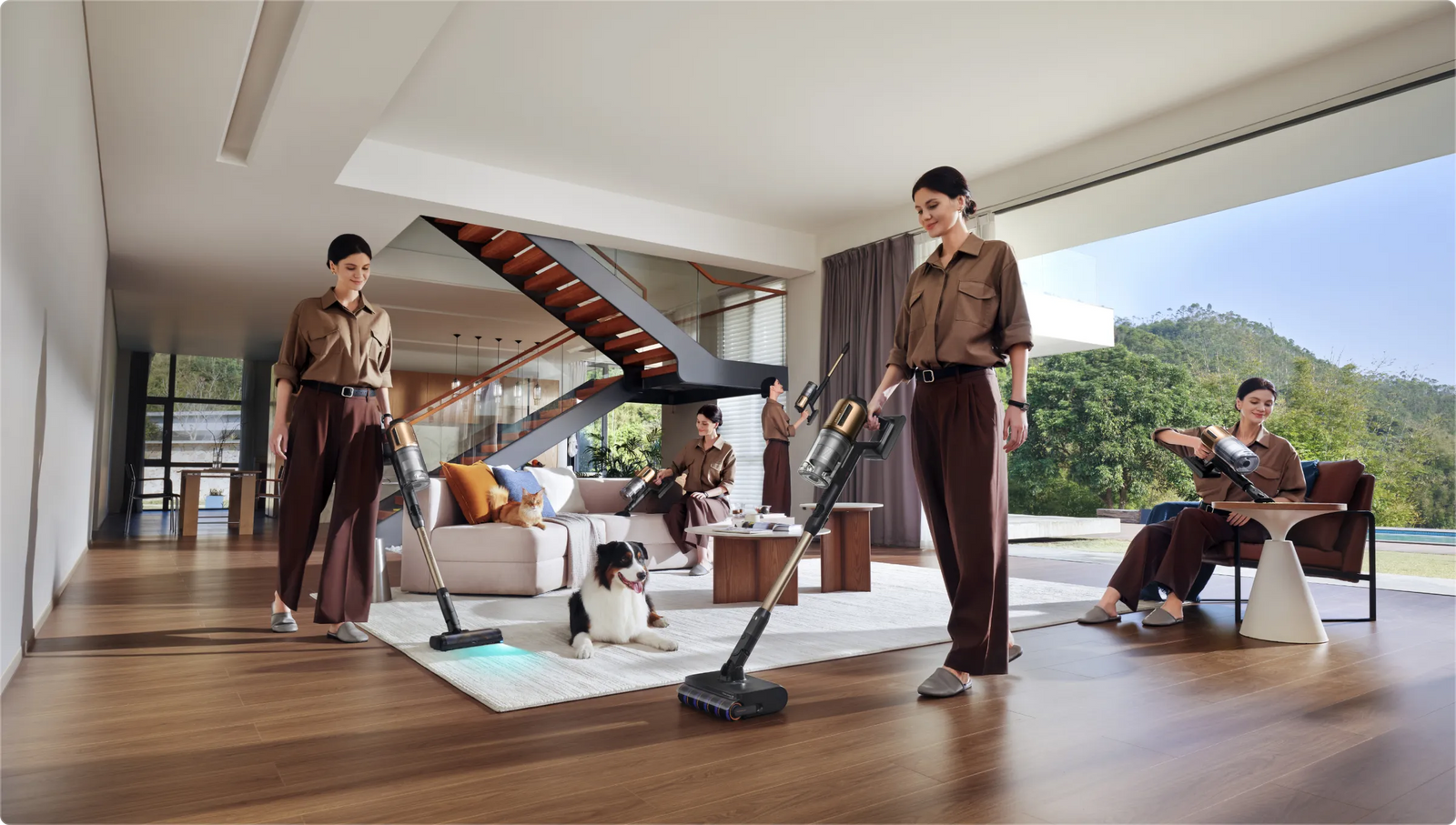 Dreame Z30 Pro Aqua-A Stielstaubsauger mit Nassreinigungsfunktion reinigt Parkett Teppich Sofa und Vorhänge im Wohnzimmer